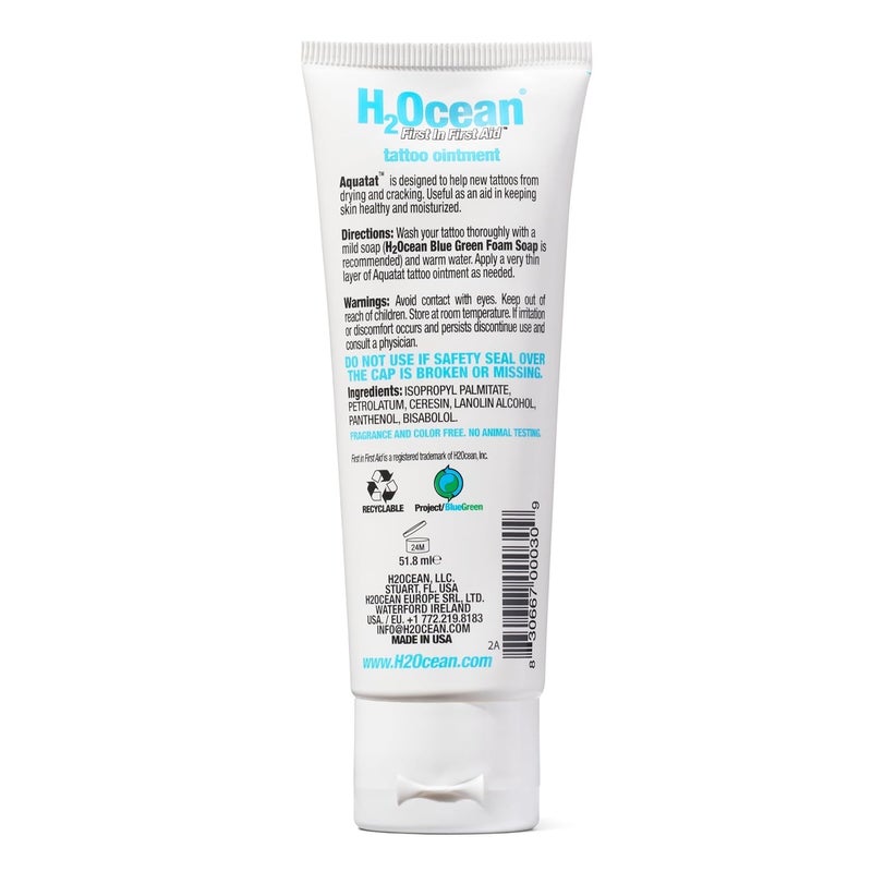 H2Ocean Aquatat Tattoo Healing Ointment - Tattoo Aftercare Cream for Tattoo Supplies - Fragrance- & Dye-Free Tattoo Care Ointment with Vitamins A & B - 1.75 oz (Pack of 2) - Image 2